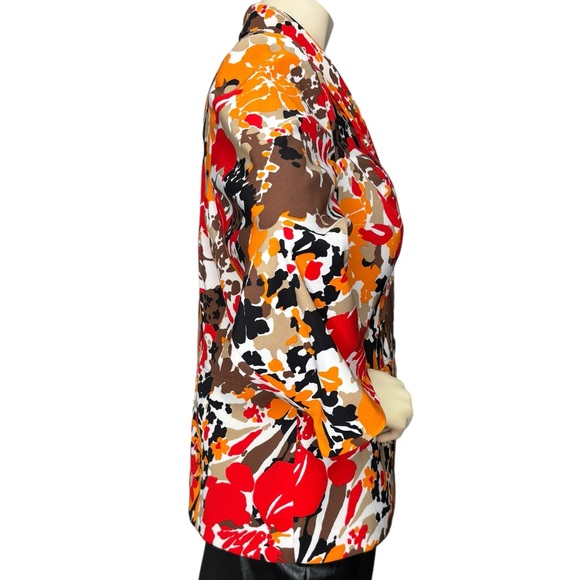 KASPER Plus Multicolor Red & Orange Abstract Floral Pattern Double Button Blazer - Picture 7 of 16